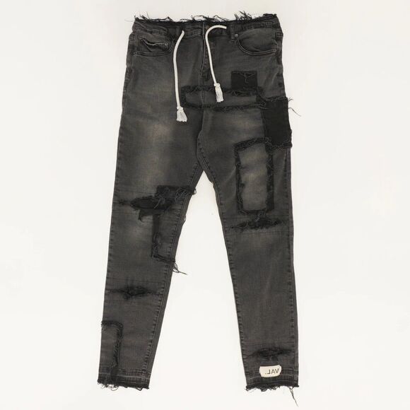 Val Kristopher Men's Black Distressed Skinny Jeans Sz 36 X 32